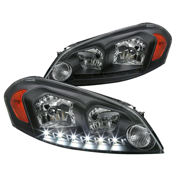 FOR 2006-2016 CHEVY IMPALA Black Amber HEADLIGHT//LAMP PAIR LIMITED LED DRL